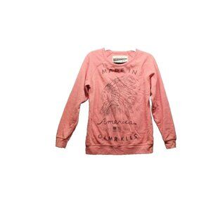 GLMR KLLS Sweatshirt Size L(12-14) Women Native American Print Pullover Coral